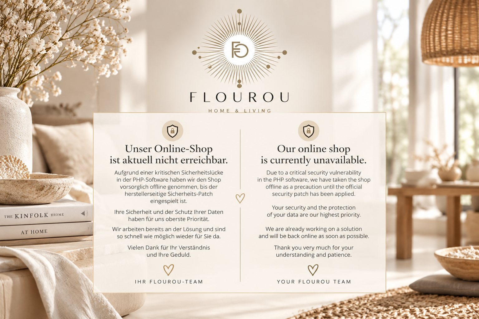 FLOUROU – Unser Online-Shop ist aus Sicherheitsgründen vorübergehend offline. We are temporarily offline for security maintenance.