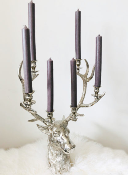Kerzenhalter Kerzenständer Hirsch Hirschgeweih silber Metall für 6 Kerzen XXL groß 64 cm Aluminium vernickelt