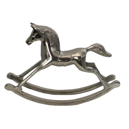 Schaukelpferd Dekoartikel Schaukelpferd silber Metall Aluminium Dekopferd Pferd
