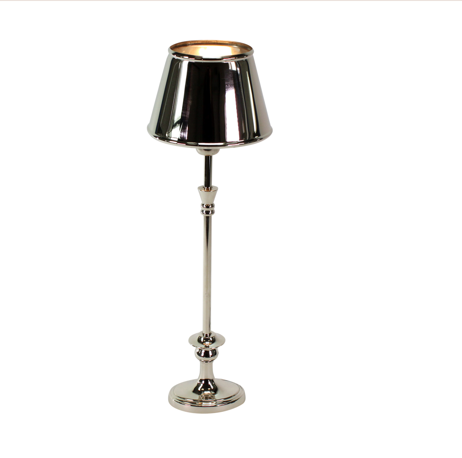 Tischlampe silber Metall Aluminium Lampenschirm & Interior Design Art oval – cm 54 Luxury Flourou