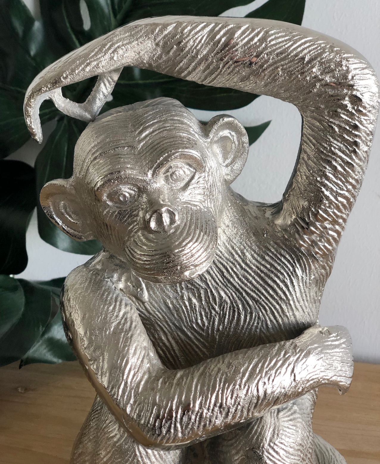 Dekofigur Affe Schimpanse cm Design Art silber Jungle Alu – Flourou & Luxury Metall Monkey Interior 31 Fieber