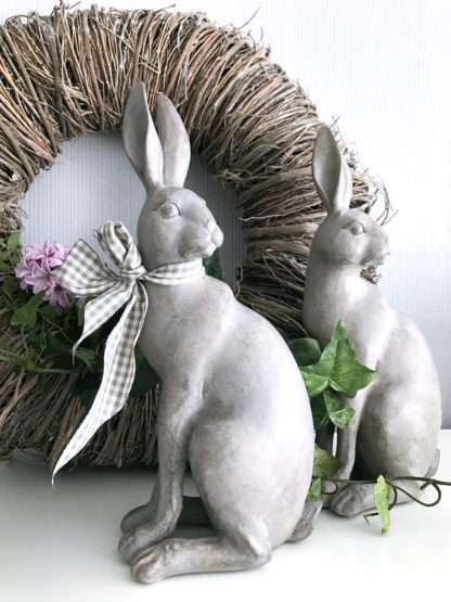 Sehr schöner Hase Osterhase Kaninchen Denkfigur Hase sitzend grau weiß shabby chic Rabbit 31 cm Osterdekoration, Denkofigur Osterhase