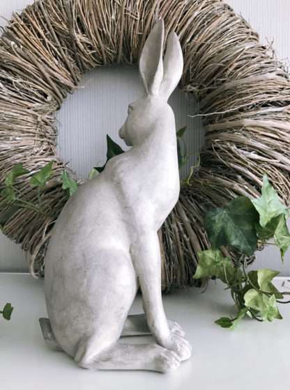 Sehr schöner Hase Osterhase Kaninchen Denkfigur Hase sitzend grau weiß shabby chic Rabbit 31 cm Osterdekoration, Denkofigur Osterhase
