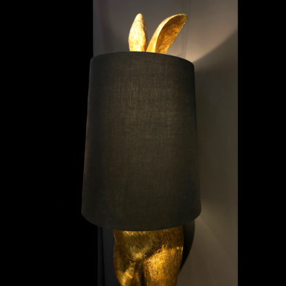 Design Lampe Stehlampe Hase gold schwarz, edle Luxus Tischlampe Stehlampe Designer Lampe Hase Rabbit gold schwarz Lampenschirm schwarz XXL groß Deko-Lampe Hase 115 cm voss