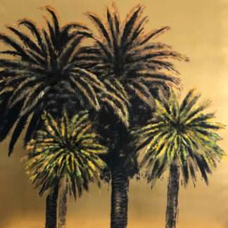 Leinwandbild Palmen Dschungel Kokospalme gold grün schwarz braun Ton Palm Springs handgemalt sehr edel von Werner voss