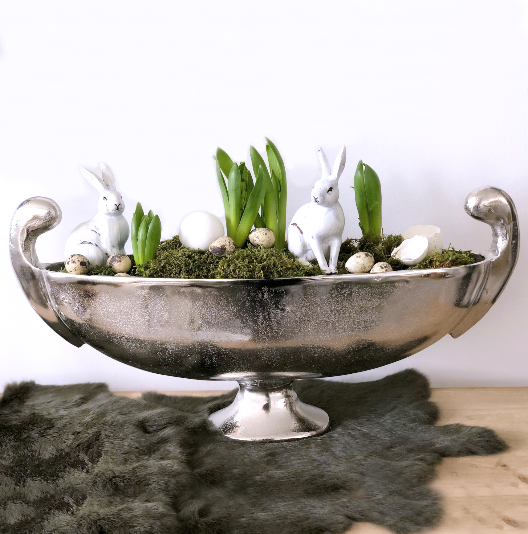 Deko Schale auf Fuss länglich cm & Art 50 Interior Design antik mit Flourou Griffen silber – Luxury