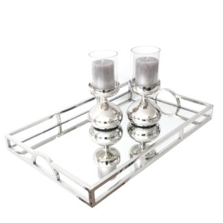 Spiegeltablett Serviertablett Dekotablett Tablett Holz Glas Shabby Chic