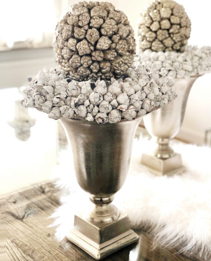 Pokal Vase Amphore Aluminium silber Handarbeit silber mit Sockel Blumenvase Pokalvase Amphore silber antik