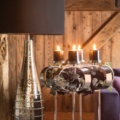 Adventskranz Weihnachtskranz silber Metall rund 4flammig Gorden von Fink edel luxuriös Kerzenhalter Kerzenleuchter für 4 Kerzen