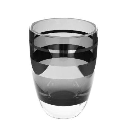 Teelichthalter Vase grau schwarz mit silber Platinrand Riva von Fink sehr edles Teelicht schwarz grau mit Silber Windlicht schwarz weiss