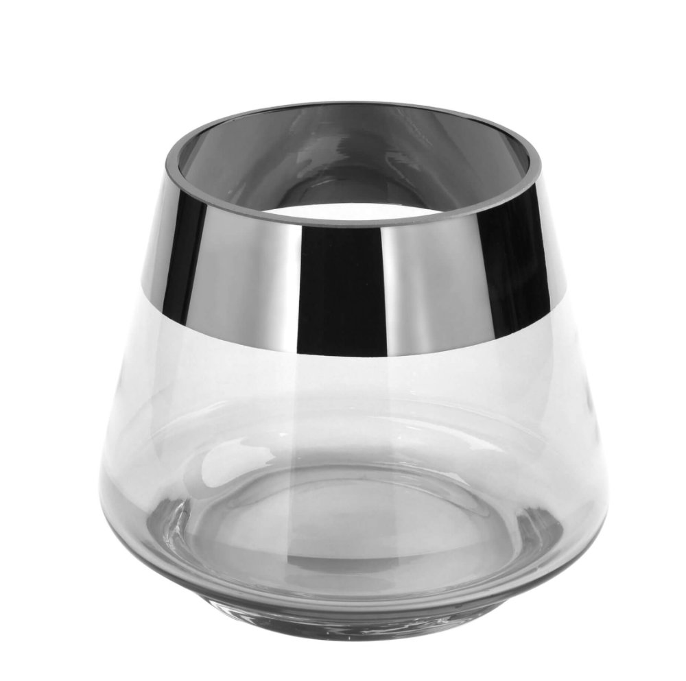 Teelicht Teelichthalter glasklar silber rund Glas von Fink Jona mit Platinumrand silber sehr edel in zwei Größen Weihnachten Sommer Tischdekoration Weihnachstdekoration Windlicht Jona von Fink Licht Kerzenschein