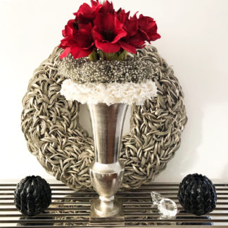 Pokal Vase Blumenvase Vase Silber Aluminium vernickelt massiv Aluminium vernickelt silber antik Metall massiv auf Sockel 52 cm Colmore Pokalvase Pokal Amphore Vase
