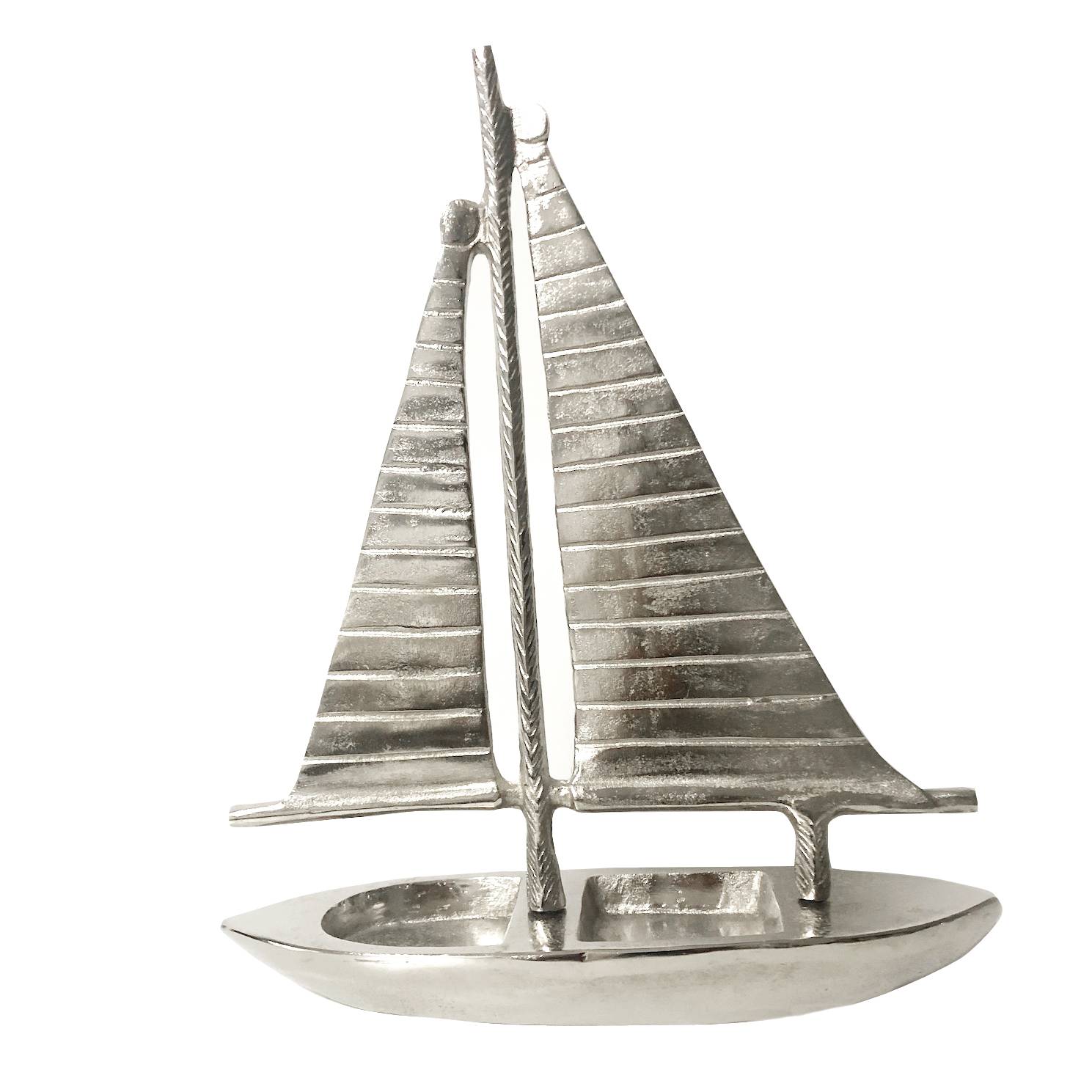 FineBuy Deko Segelboot Dekoration Alu Segelyacht Wohndeko Segelschiff Silber Neu