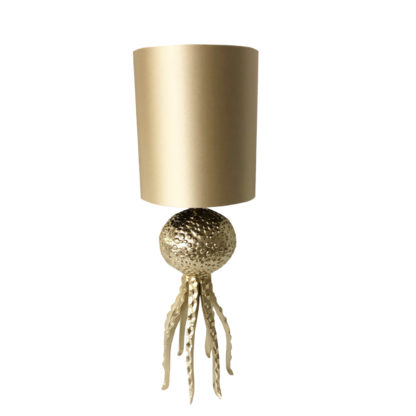 Tischlampe gold Oktopus Tarantel gold in Oktopus Motiv Lampenschirm Monaco gold Luxus Lampe Light and Living