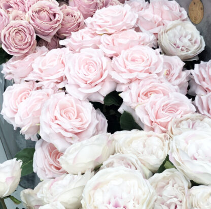 Kunstblume Rose weiß rosa edel Stoffblume Blumenstrauß Blume Rosenstrauß