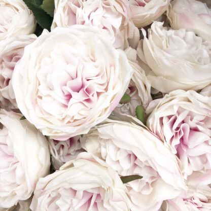 Kunstblume Rose weiß rosa edel Stoffblume Blumenstrauß Blume Rosenstrauß