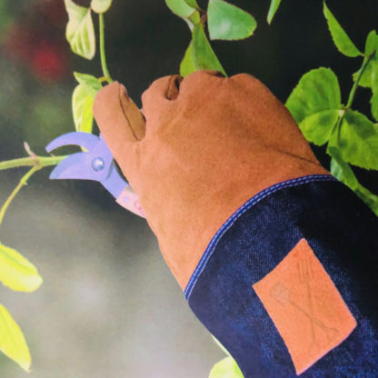 Gartenhandschuhe Leder und Demin Jeans blau Rosenhandschuhe Damen lang robuste Gartenhandschuhe esschert Design