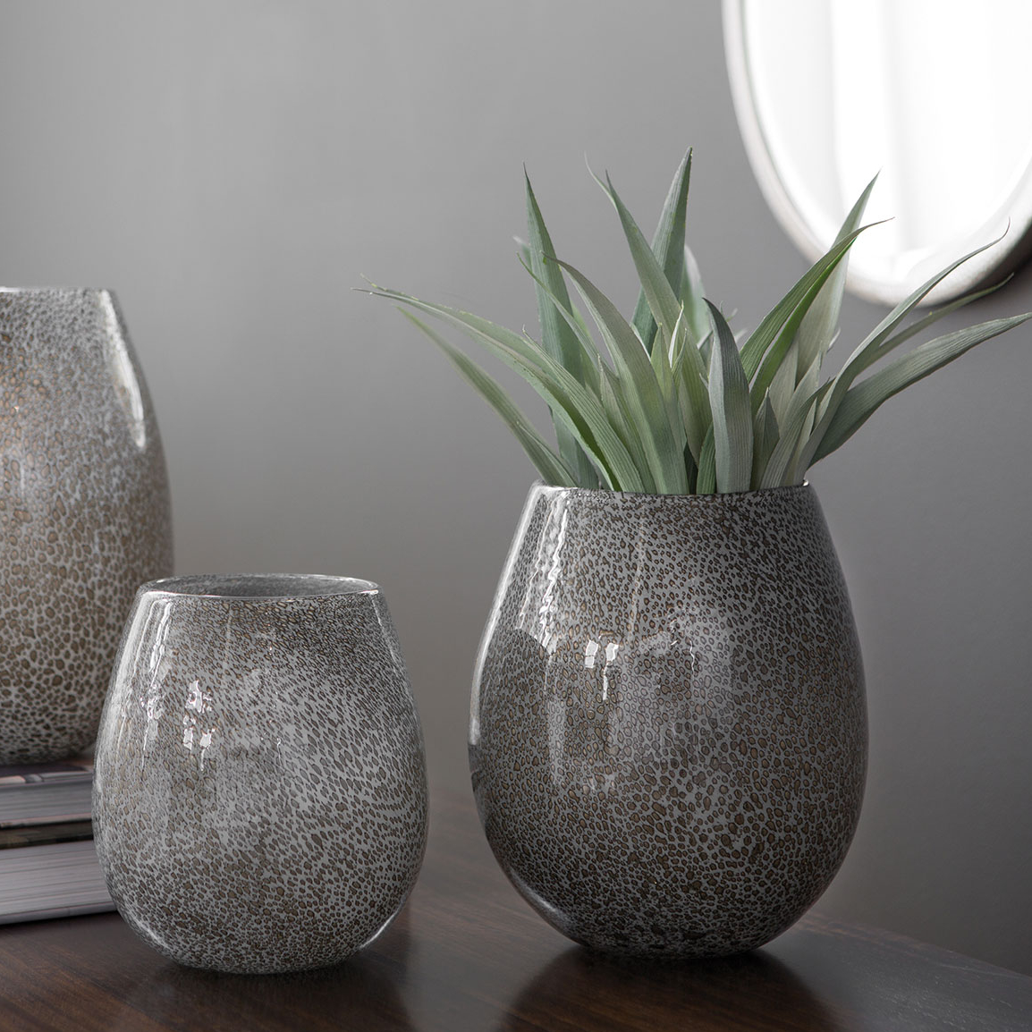 Fink Glasvase braun Art Vase Flourou 22 Design Luxury & Silva grau – Interior Windlicht cm