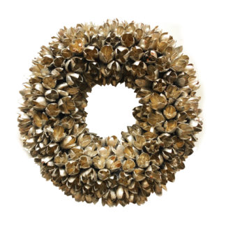 Kranz Naturkranz GOLD PLATINUM DELUXE FINISH Bakuli Wandkranz Türkranz Weihnachtskranz Bakuli Gold platinum Früchte gold Weihnachtsdekoration Tischdekoration Kranz gold platinum in zwei Größen Adventskranz Tischdekoration