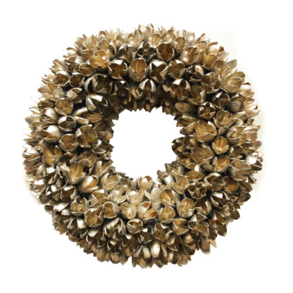 Kranz Naturkranz GOLD PLATINUM DELUXE FINISH Bakuli Wandkranz Türkranz Weihnachtskranz Bakuli Gold platinum Früchte gold Weihnachtsdekoration Tischdekoration Kranz gold platinum in zwei Größen Adventskranz Tischdekoration