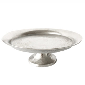 Etagere Konfektschale silber Schale Teller mit Fuß silber Aluminium Metall Keksteller Kontaktschale Tafelaufsatz silber für Pralinen und Kekse kleine Kuchen Tischdekoration