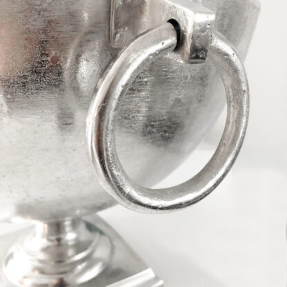 Weinkühler Champagnerkühler silber Aluminium auf Fuß mit Griff XXL Sektkübel Flaschenkühler silber für 10 Flaschen Partykübel