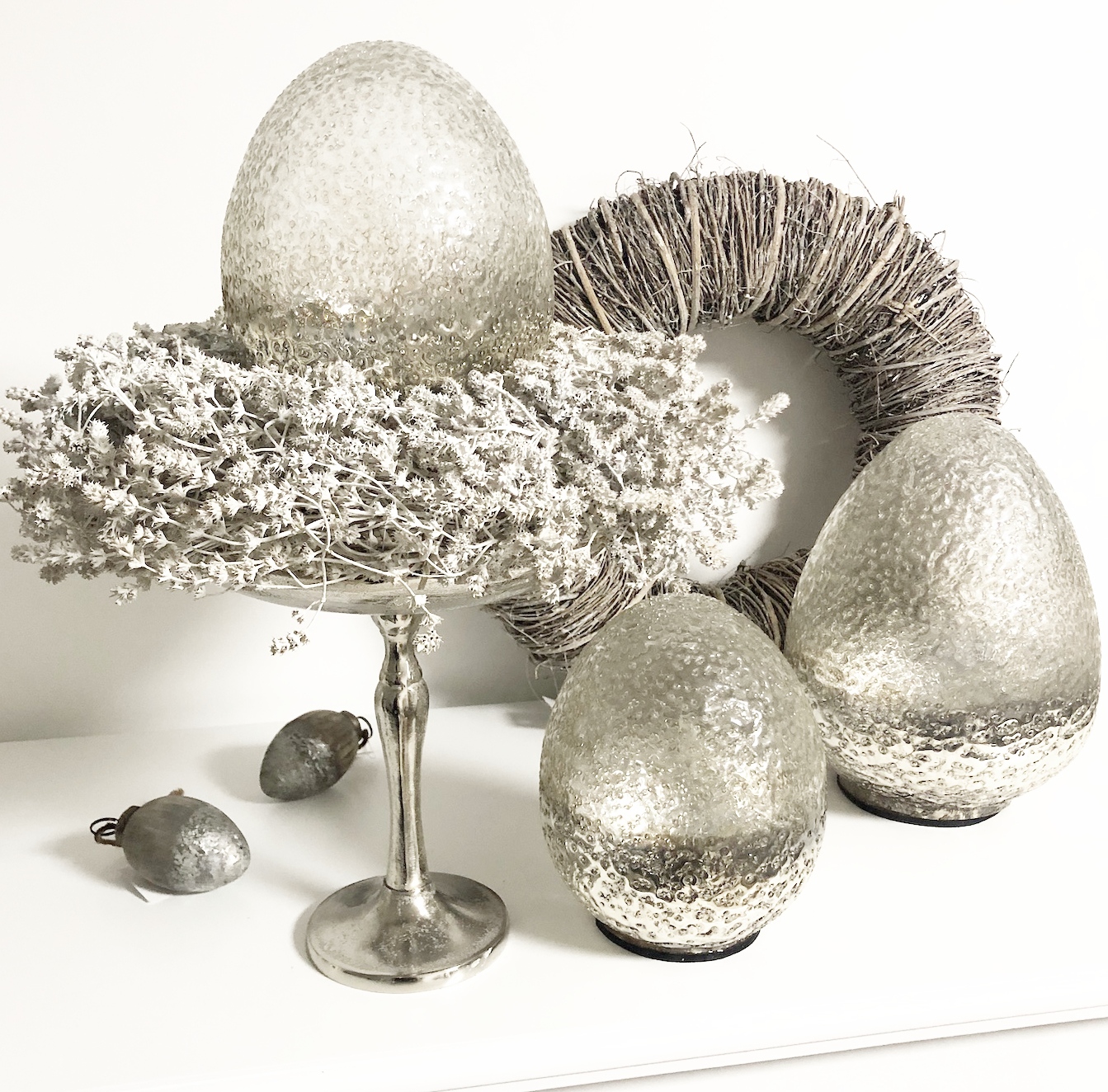 Deko-Ei Osterei Glasei cm Art & Flourou gold stehend Verlauf Design Luxury bronze – Interior 2er silber Set 17