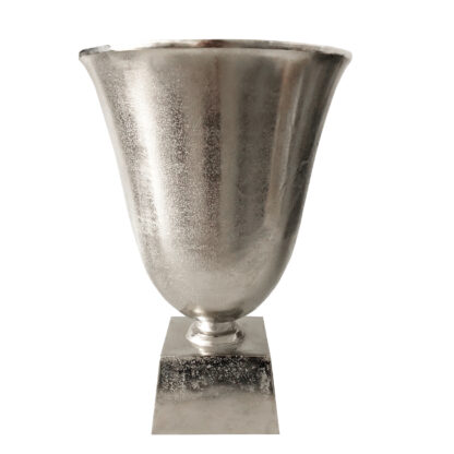 Pokal Vase Amphore Aluminium silber Metall Handarbeit silber mit Sockel Blumenvase Pokalvase Amphore silber antik Dekoration Dekolieblinge