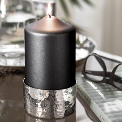 Stumpenkerze schwarz metallic von Fink 15 cm 80 Stunden Brenndauer Luxus Kerzen