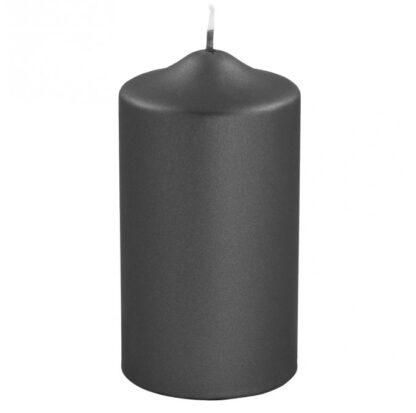 Stumpenkerze schwarz metallic von Fink 15 cm 80 Stunden Brenndauer Luxus Kerzen