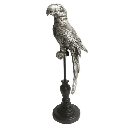 Dekofigur Papagei auf Ständer silber antik edel Cor Mulder 38 cm