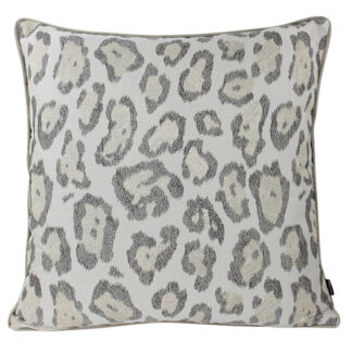 Dekokissen Leopard silber beige taupe 50 cm Animal print edel Luxuskissen Safari Exotic steen design