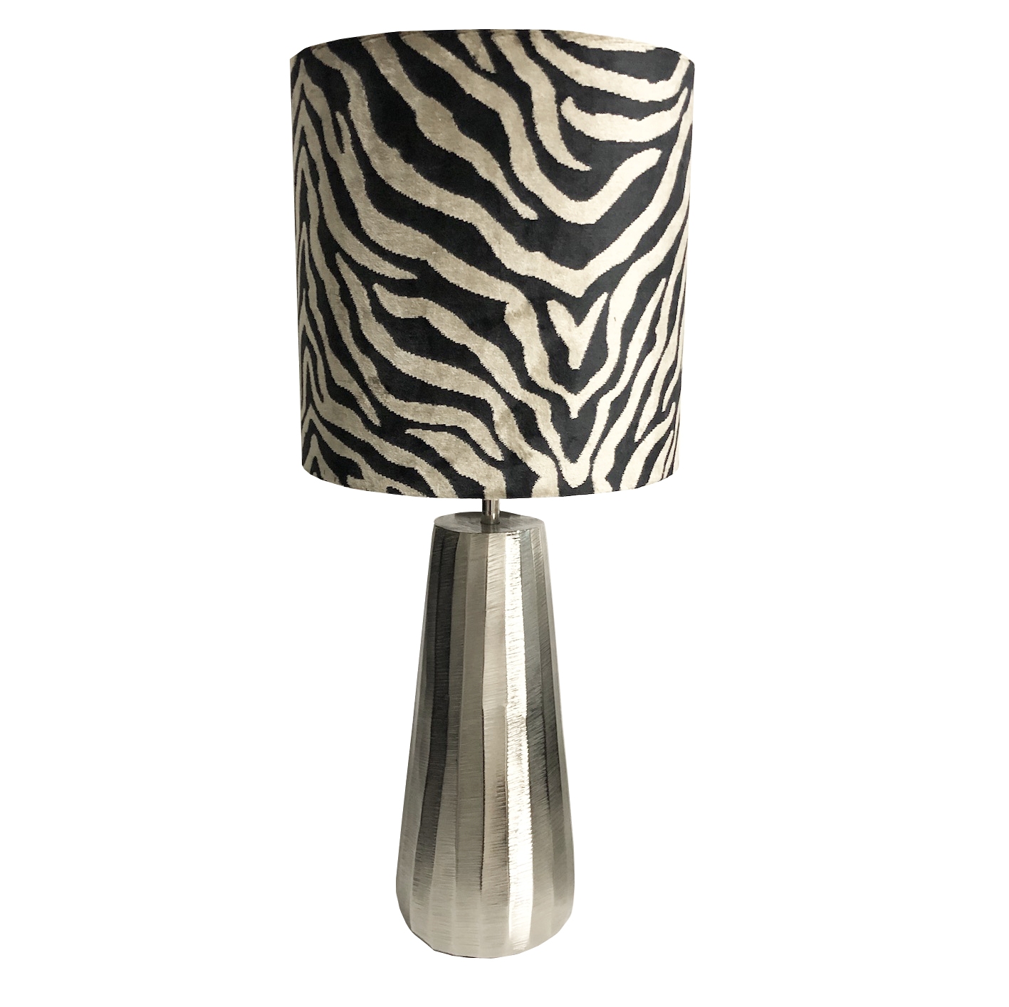 Tischlampe Saley silber & cm mit Design Zebra Lampenschirm 60 – Interior Art Luxury Flourou
