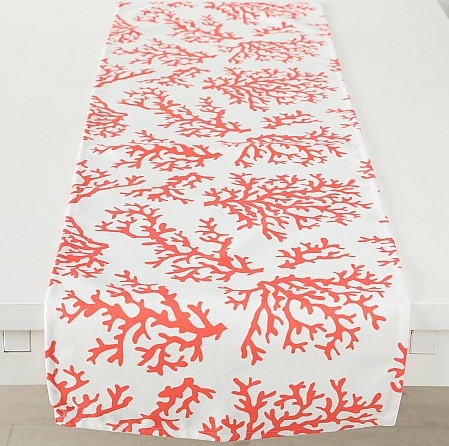 Tischläufer Motiv 140 & weiss Flourou korallenrot Interior Art Luxury cm Koralle Design –