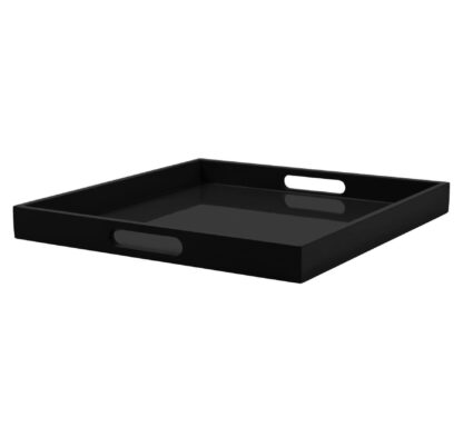Lacktablett schwarz Tablett Lack Klavierlack schwarz Serviertablett Dekotablett schwarz Hochglanz 40 cm quadratisch