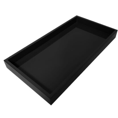 Lacktablett schwarz Tablett Lack Klavierlack schwarz Serviertablett Dekotablett schwarz länglich 40x21 cm