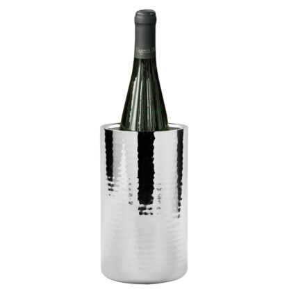 Weinkühler Flaschenkühler silber Edelstahl gehämmert doppelwandig Weinkühler Kalas von Fink Kalas Serie