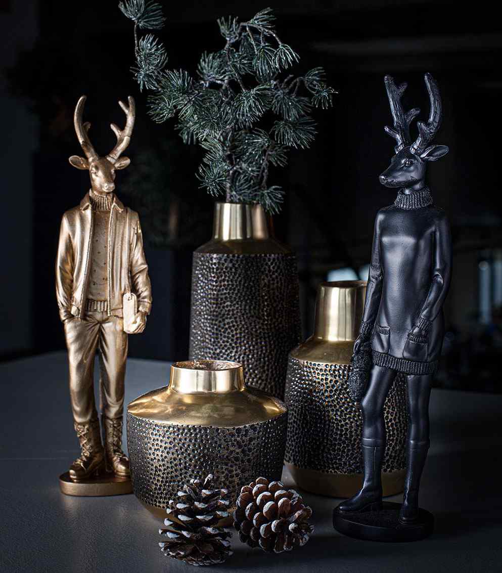 gold Dekofigur Hirsch Luxury & Flourou Art modern Design Interior – Hirschpärchen 35 cm