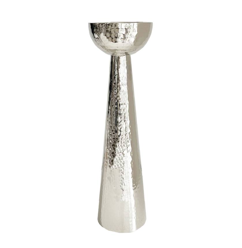 Kerzenhalter silber Luxury Kerzenständer Flourou & Design Metall Interior Art 60 cm Hammerschlag –