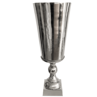 Vase Pokalvase auf Fuß Metall Alu gebürstet Vase auf Fuß Blumenvase Vase Metall