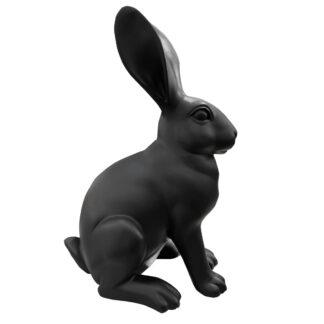Osterhase Deko Hase schwarz sitzend edel Osterdekoration schwarz 40 cm Ostern Rabbit