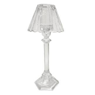 Kerzenhalter Glas mit Lampenschirm Kerzenständer aus Glas Teelicht-Lampe aus Glas edel Kerzenschein
