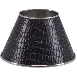 Lampenschirm Leder Kroko-Optik schwarz Metall-Schirm rund Reptil Innen Metall außen Leder schwarz Lampenschirm 20 cm