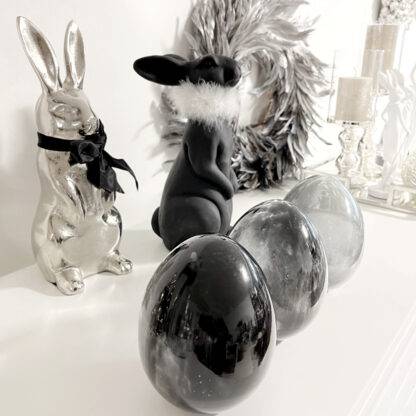 Osterei Glasei schwarz marmoriert edel zum hinstellen 15 cm edel Osterei Osterdekoration Ostern