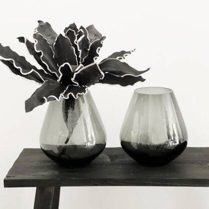 Blumenvase Vase schwarz smoke Glas Windlicht Teelichthalter schwarz smoke