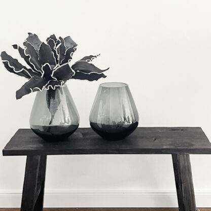 Blumenvase Vase schwarz smoke Glas Windlicht Teelichthalter schwarz smoke