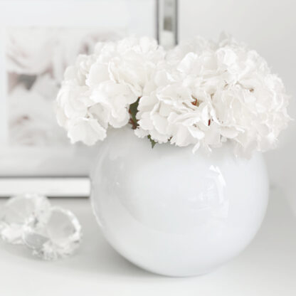 Vase Blumenvase weiß rund Glasvase weiß rund Tischdekoration Blumen Vase