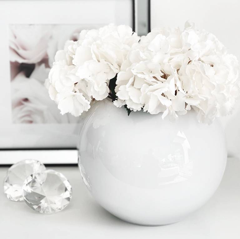 & Art – Hortensie 72 Kunstblume cm Design Interior white Luxury off Flourou creme weiß