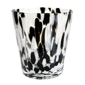 Teelichthalter Vase schwarz weiß Muster handgemacht Windlicht schwarz weiß