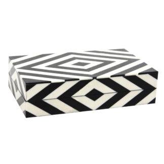 Dekobox schwarz weiß Muster Aufbewahrungsbox schwarz weiß Schachtel für Untensilien